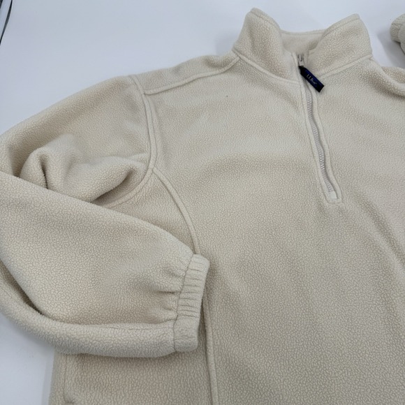 LL Bean Women Beige Fleece Quarter Zip Pullover Sweatshirt Casual Size XL - Picture 5 of 16